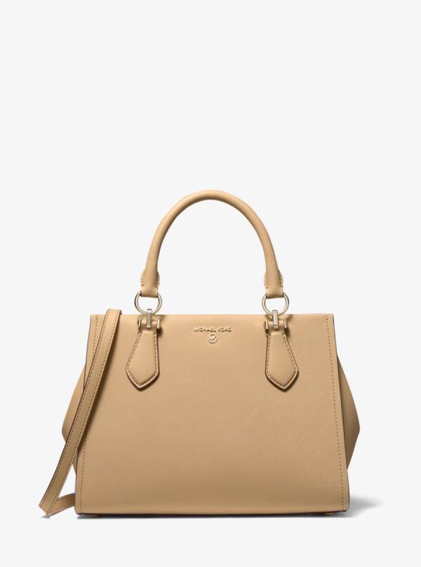 Damske Satchel Taske Michael Kors Marilyn Medium Saffiano Leather Hnede - Kabelky Michael Kors Sleva | HJAIK-6541